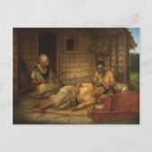 "The Tohunga-ta-moko at Work" - G. Lindauer Briefkaart (Voorkant)