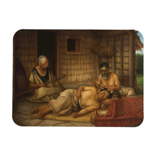 "The Tohunga-ta-moko at Work" - G. Lindauer Magneet (Horizontaal)