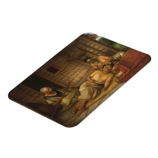 "The Tohunga-ta-moko at Work" - G. Lindauer Magneet (Linkerzijde)