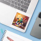 The Tools Of Imagination - Square Vinyl Sticker (Laptop met iPhone)