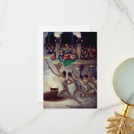 The Torch Race, Grecian Olympics Olympische Spelen Bedankkaart (Voorkant / Achterkant in situ)