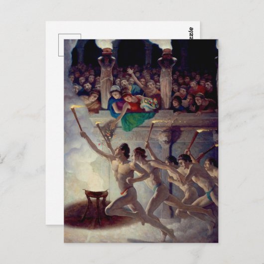 The Torch Race, Grecian Olympics Olympische Spelen Briefkaart (Voorkant / Achterkant)