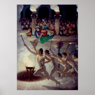 The Torch Race, Grecian Olympics Olympische Spelen Poster
