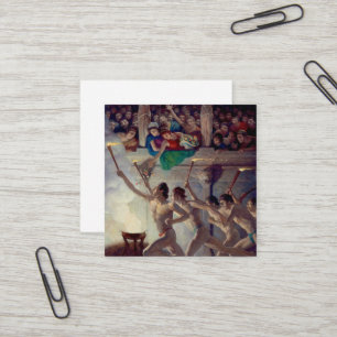 The Torch Race, Grecian Olympics Olympische Spelen Vierkante Visitekaartje