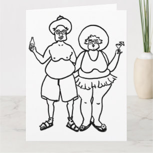The Tourists Big Colouring Card Chubby Art Cartoon Kaart