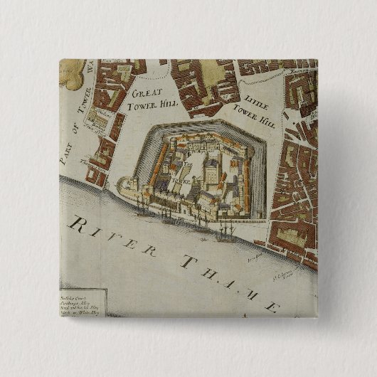 The Tower and St. Catherine's, detail van de Tower Vierkante Button 5,1 Cm (Voorkant)