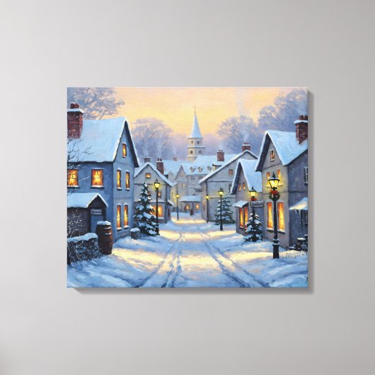 The Town In Winter Canvas Afdruk (Voorkant)