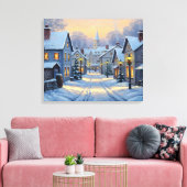 The Town In Winter Canvas Afdruk (Insitu (Woonkamer))