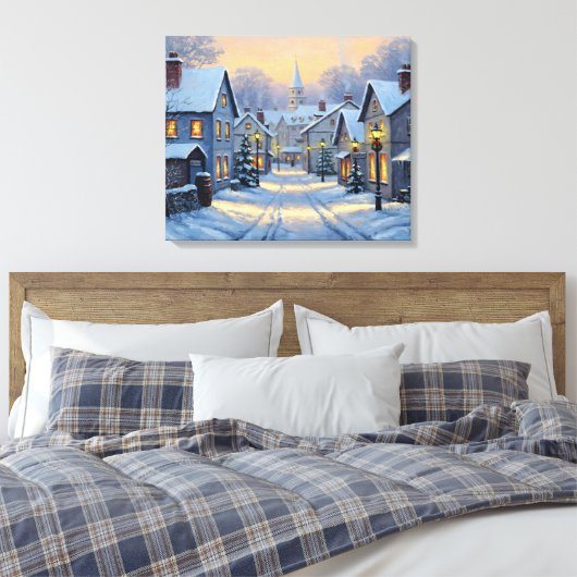 The Town In Winter Canvas Afdruk (Insitu (Slaapkamer))