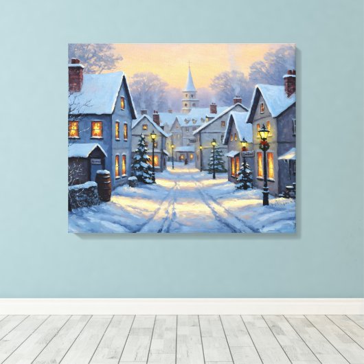 The Town In Winter Canvas Afdruk (Insitu (Houten vloer))