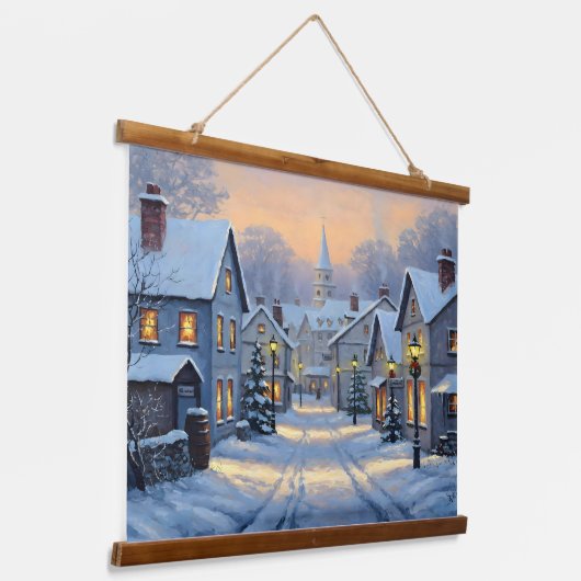 The Town In Winter Hangend Wandkleed (Gebogen)
