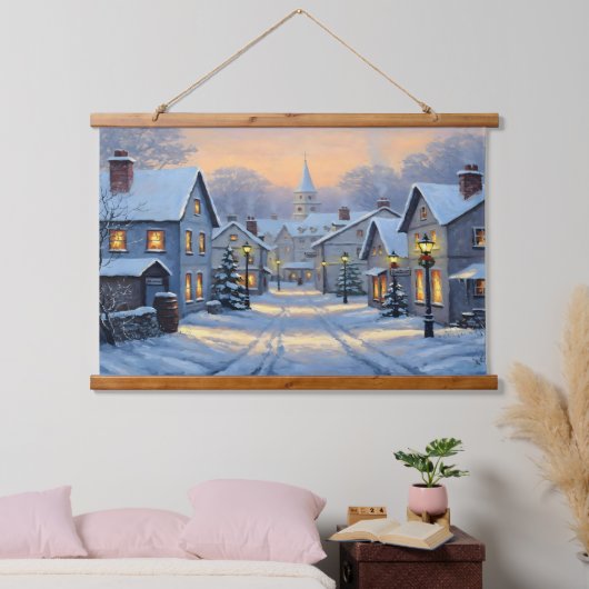 The Town In Winter Hangend Wandkleed (Slaapkamer)