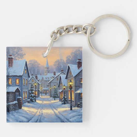 The Town In Winter Sleutelhanger (Achterkant)