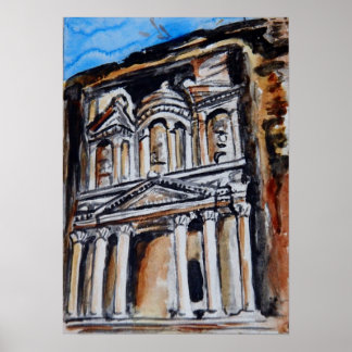 The Treasury - Al Khazneh - Petra, Jordanië Poster