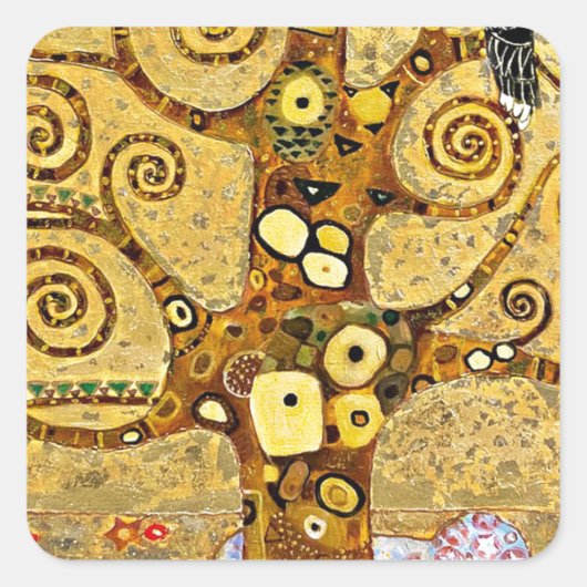 “ The Tree of Life ” , Gustav Klimt Vierkante Sticker (Voorkant)