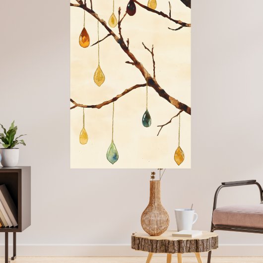 The tree with golden leaves is a popular wall  poster (Woonkamer 3)