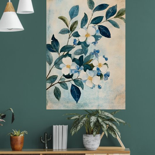 The tree with golden leaves is a popular wall poster (Woonkamer 1)