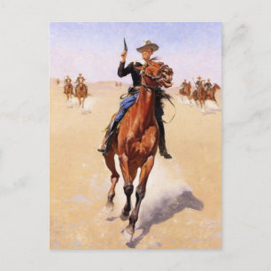 The Trooper, kunstwerk van Frederic Remington Feestdagenkaart