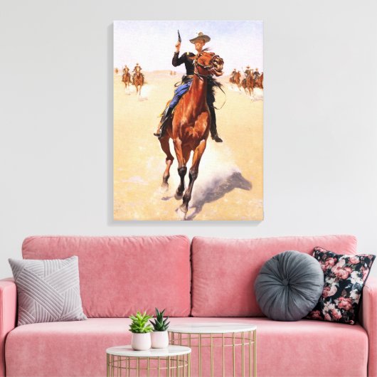 The Trooper van Frederic Remington Canvas Afdruk (Insitu (Woonkamer))