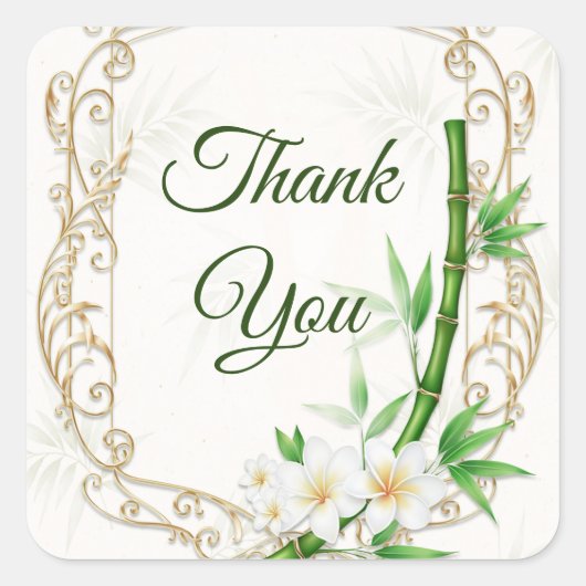 The Tropical Imperial Bamboo Garden Wedding  Vierkante Sticker (Voorkant)