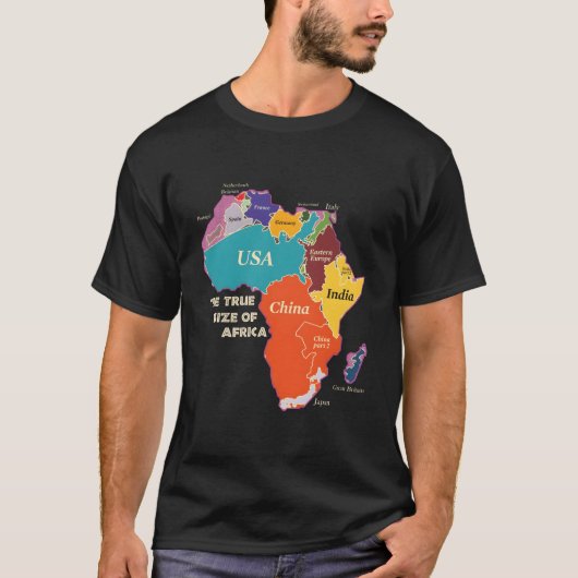 The True Size Of Africa T-shirt (Voorkant)