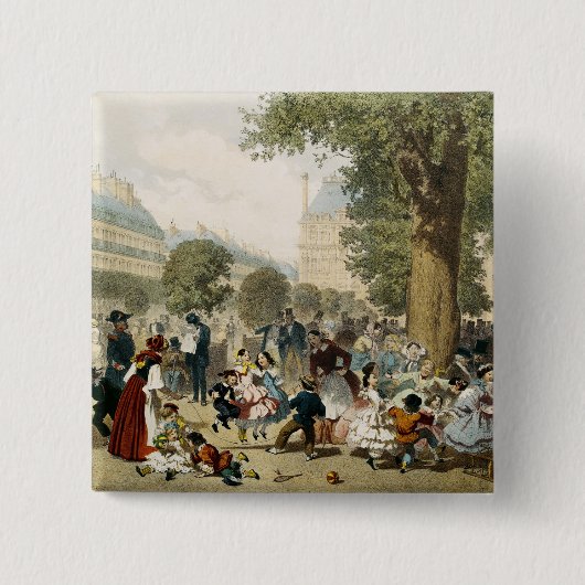 The Tuileries, 1856 Vierkante Button 5,1 Cm (Voorkant)