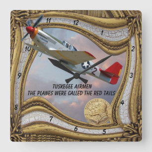 The Tuskegee Airmen-RED TAILS Square Wall Clock Vierkante Klok