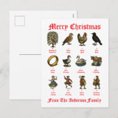 The Twelve Days Of Christmas Feestdagenkaart (Voorkant / Achterkant)