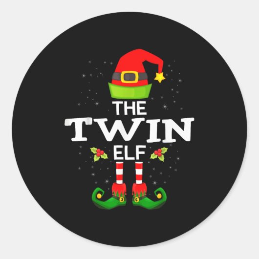 The Twin Elf Christmas Family Matching Pajama  Ronde Sticker (Voorkant)