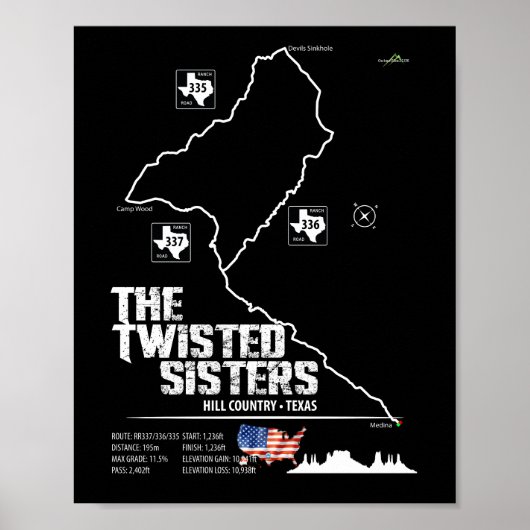 The Twisted Sisters Texas USA Motorfiets 02 Poster (Voorkant)