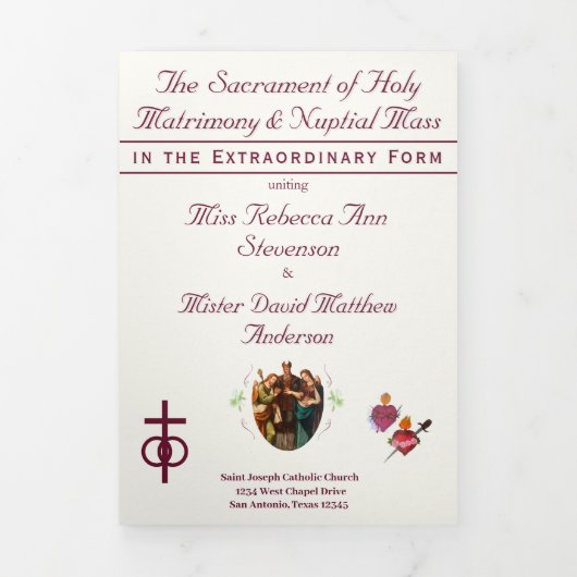 The Two Hearts Catholic Wedding Drieluik Programma (Cover)