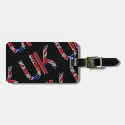 The UK Union Jack British Flag Typography Elegant Bagagelabel (Voorkant horizontaal)