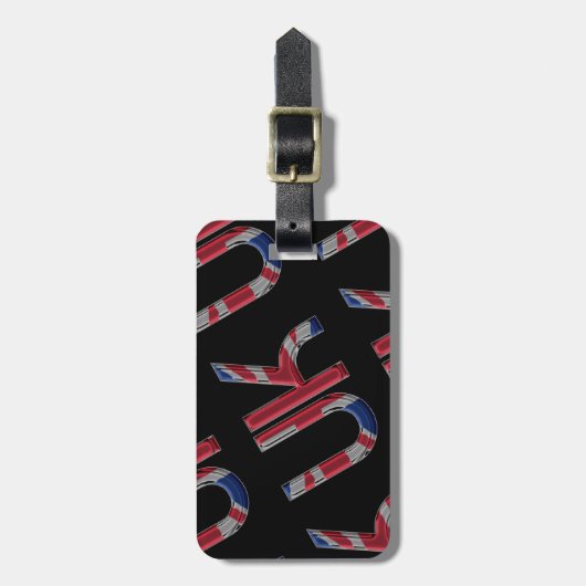 The UK Union Jack British Flag Typography Elegant Bagagelabel (Voorkant verticaal)
