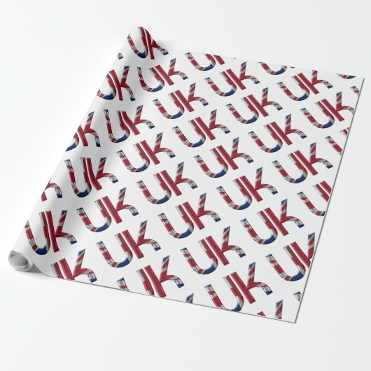 The UK Union Jack British Flag Typography Elegant Cadeaupapier (Uitgerold)