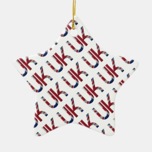 The UK Union Jack British Flag Typography Elegant Keramisch Ornament