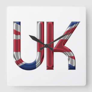 The UK Union Jack British Flag Typography Elegant Vierkante Klok