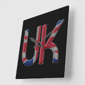 The UK Union Jack British Flag Typography Elegant Vierkante Klok (Hoek)