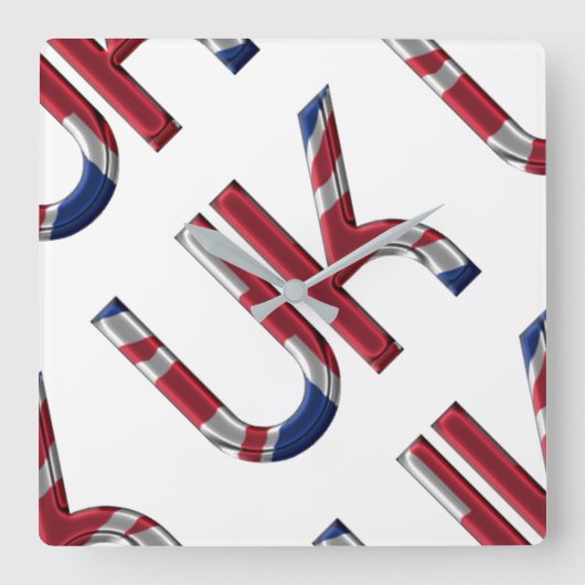 The UK Union Jack British Flag Typography Pattern Vierkante Klok (Voorkant)
