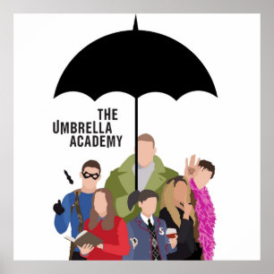 The Umbrella Academy Silhouet Logo Zwart Poster