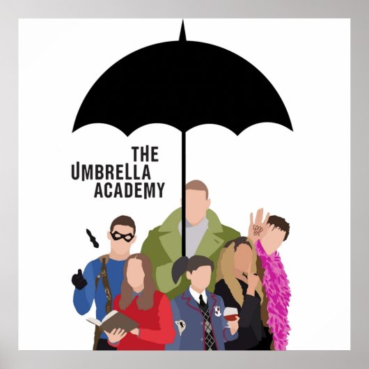 The Umbrella Academy Silhouet Logo Zwart Poster (Voorkant)