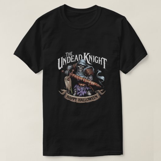 The Undead Knight: Happy Halloween T-shirt (Design voorkant)