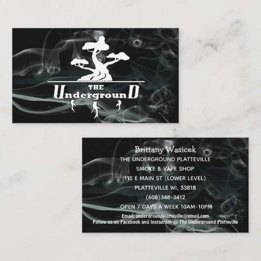 The Underground Business rokerig Visitekaartje (Voorkant / Achterkant)