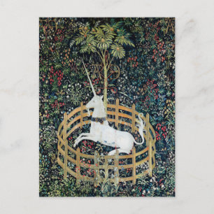 The Unicorn in Captivity, Floral Fantasy Unicorn, Briefkaart