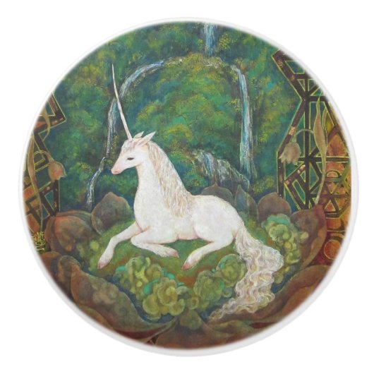 The Unicorn's Secret Garden Keramische Knop (Voorkant)