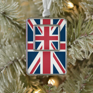 The Union Jack British Flag Verzilverd Omlijst Ornament