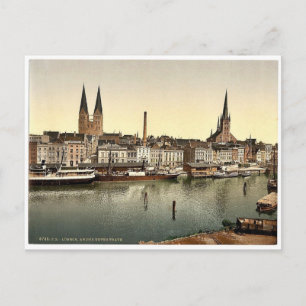 The Unter Trave, near Holsenthor, Lubeck, Duitslan Briefkaart