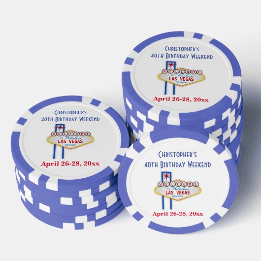 The Vegas Birthday Weekend Trip Party Favor Poker Chips (Opstapeling)