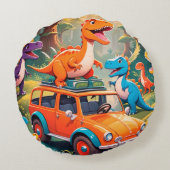 The Velociraptors Family Vacation  Rond Kussen (Achterkant)