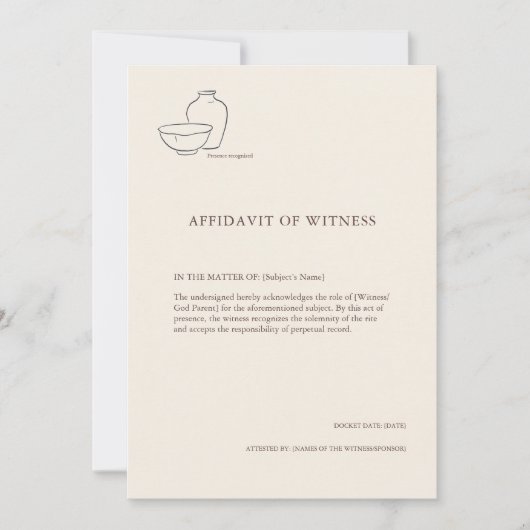 The Vessel- Minimalist Sacrament Witness Card Aankondiging (Voorkant)