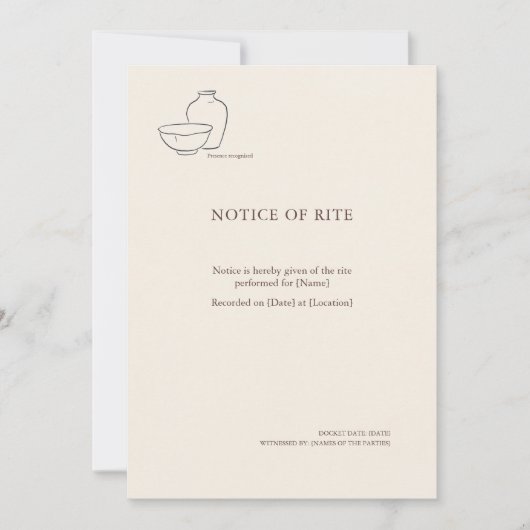 The Vessel- Minimalist Sacrement Announcement  Kaart (Voorkant)